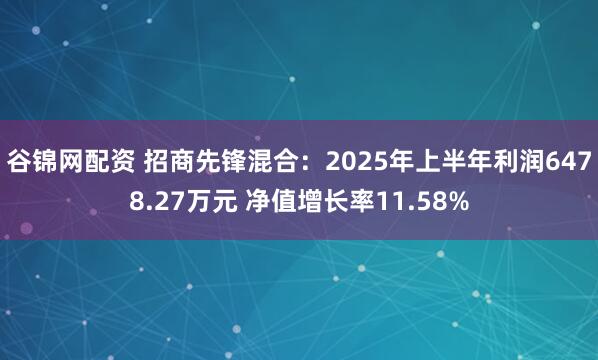 谷锦网配资 招商先锋混合：2025年上半年利润6478.27万元 净值增长率11.58%