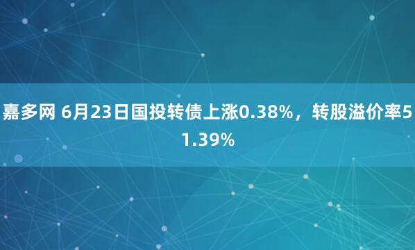 嘉多网 6月23日国投转债上涨0.38%,转股溢价率51.39%